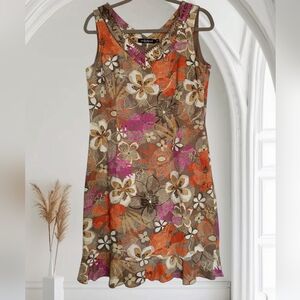 10🌸Floral Linen Blend Midi Dress - Multicolor